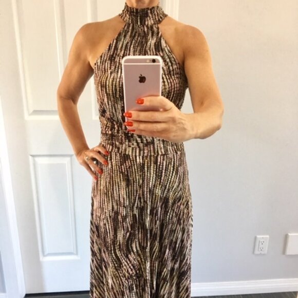 Zokai Size (WORN ONCE) multicolored high neck dress with open Keyhole back small - Picture 1 of 16